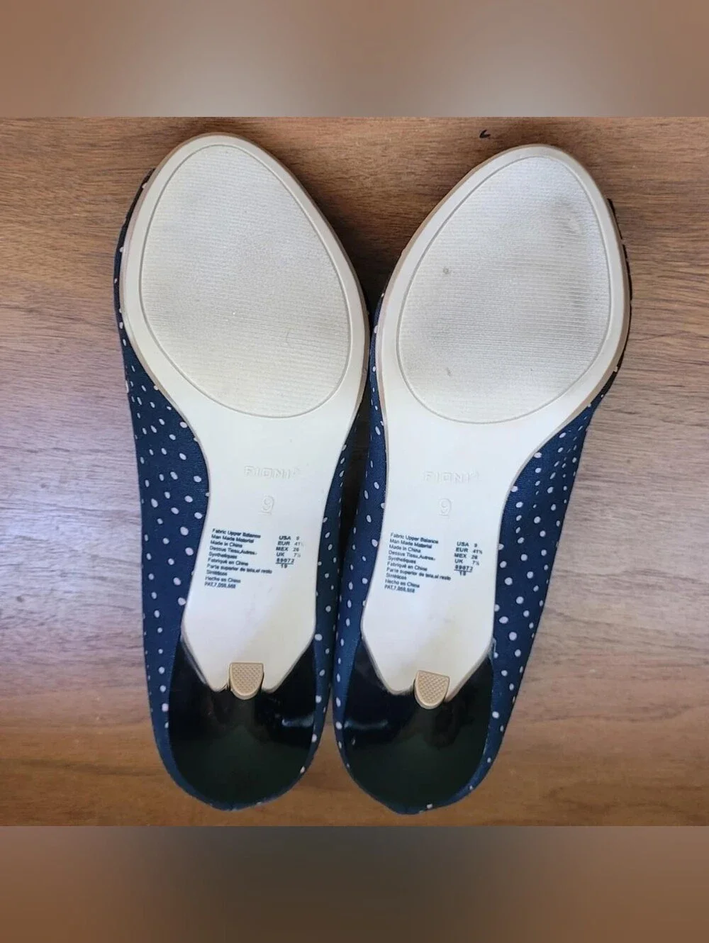 Navy Pink Polka Dot Peep-Toe Heels with Floral Accent Sz 9